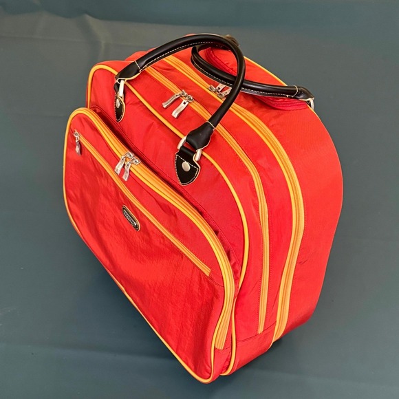 Vintage Baggallini Orange Carry On Suitcase Travel Bag Lt Orange